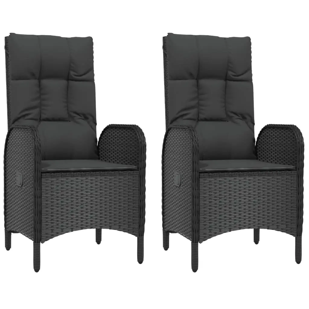 3 Piece Black Poly Rattan Garden Dining Set