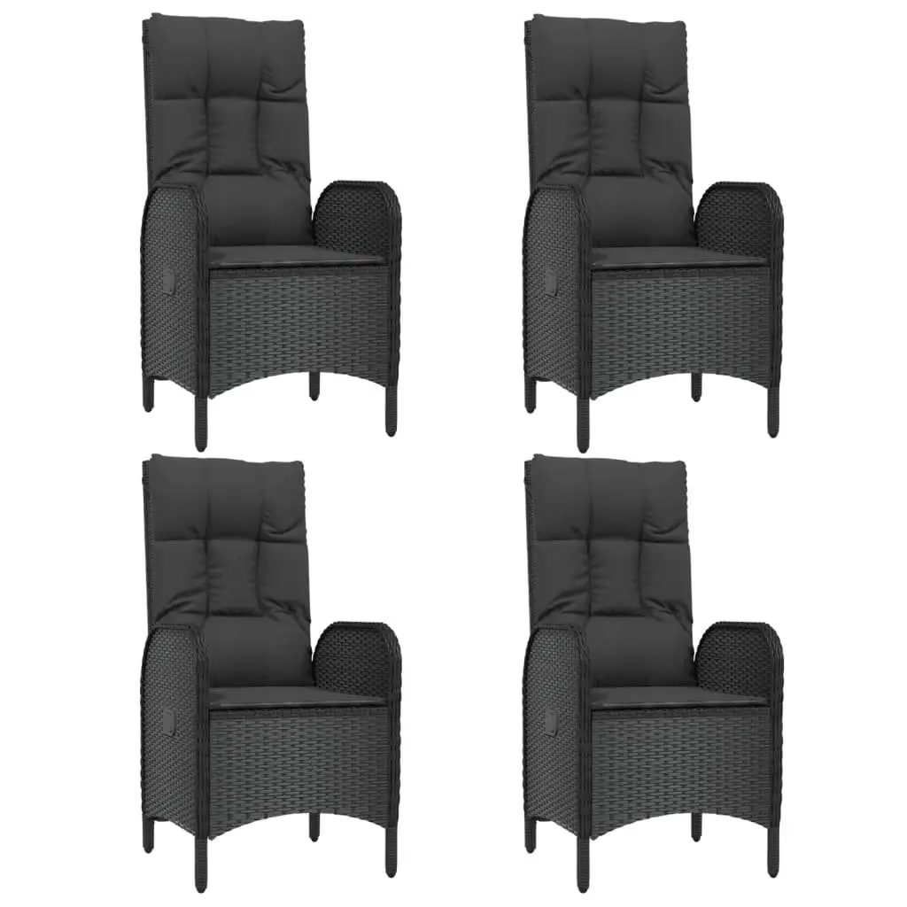 5 Piece Outdoor Dining Set in Black Poly Rattan