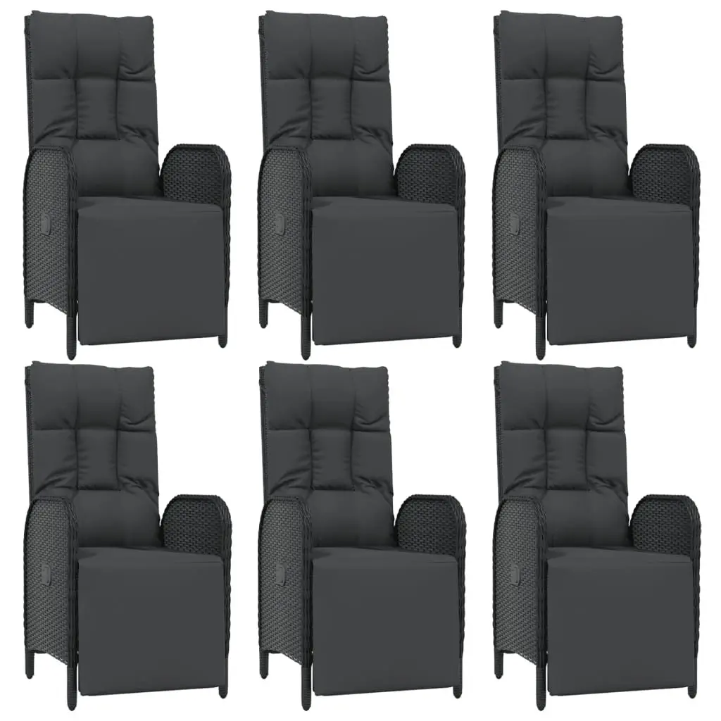 7 Piece Black Rattan Garden Dining Set