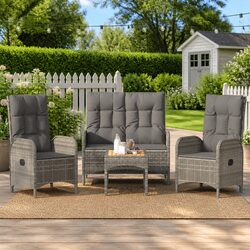 Durable Garden Dining Set 4 Piece Outdoor Lounge Furniture Grey