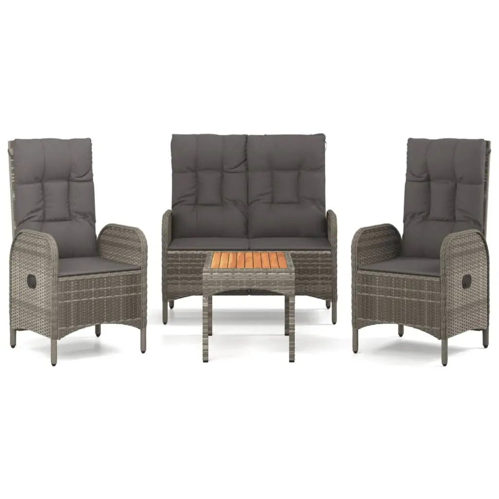 Garden Dining Set 4 Piece Outdoor Lounge Furniture Grey