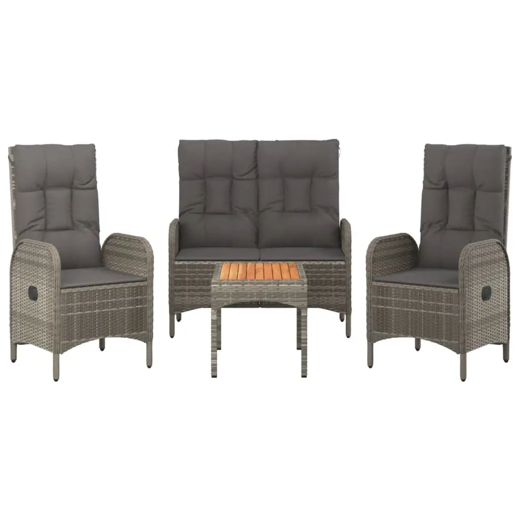 Garden Dining Set 4 Piece Outdoor Lounge Furniture Grey