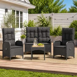 Contemporary 4 Piece Garden Dining Set with Reclining Chairs