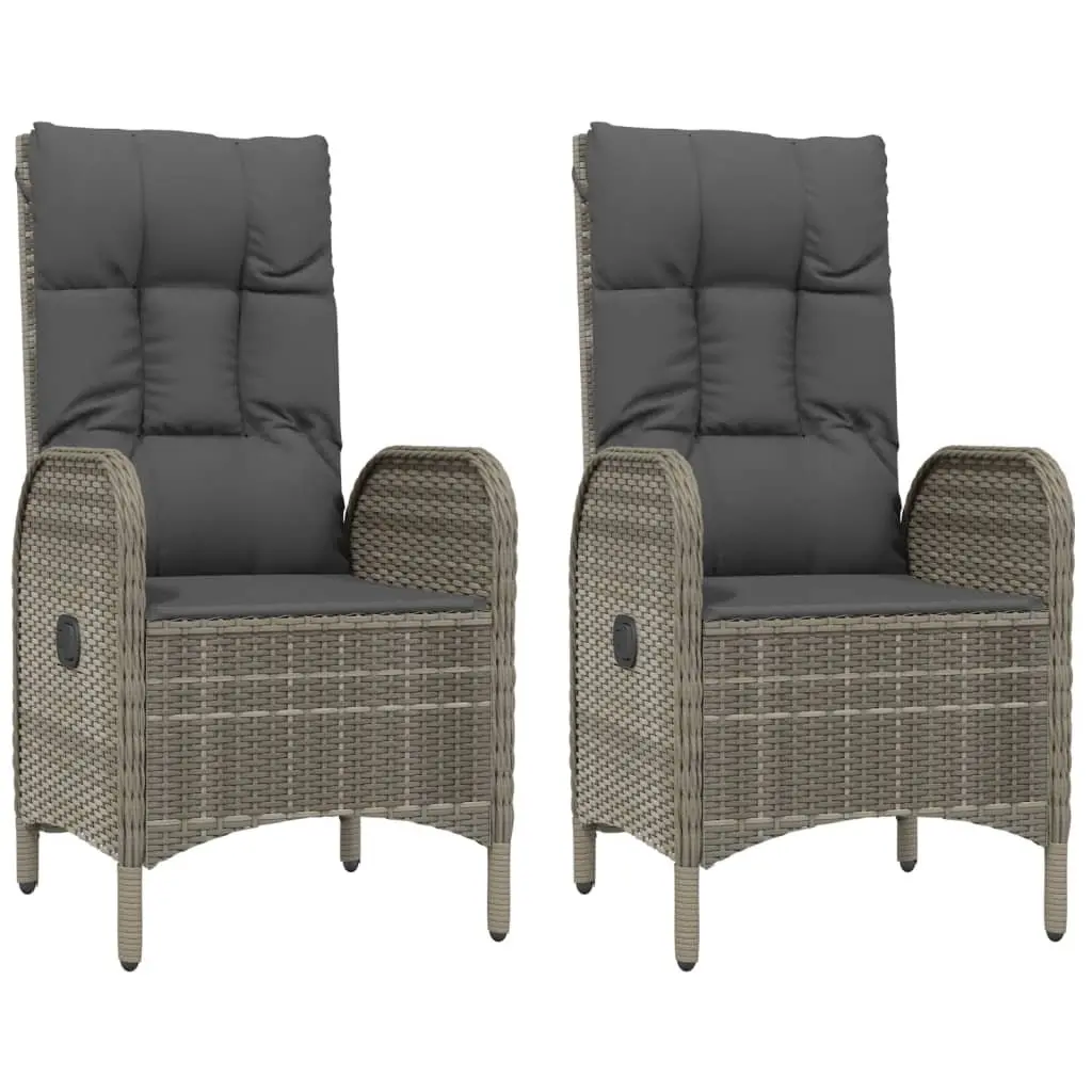 5 Piece Garden Dining Set PE Rattan Steel Frame Acacia Wood Table Grey