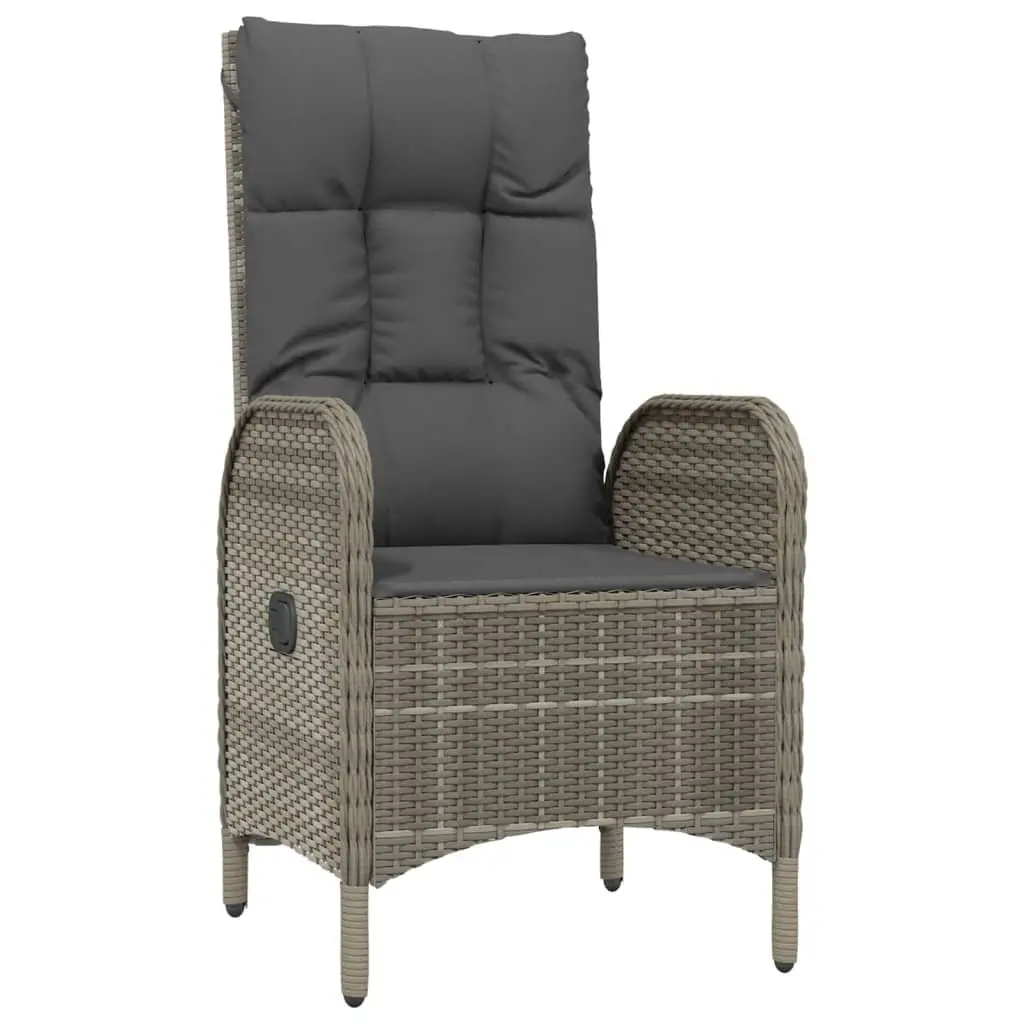 Garden Dining Set PE Rattan 3 Piece Outdoor Furniture Grey Powder Coated Steel Table and Chairs