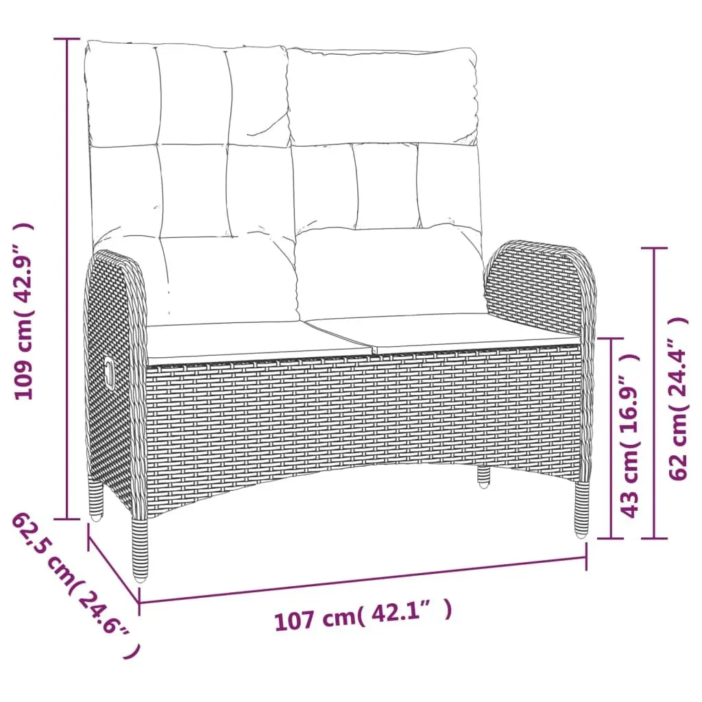 Garden Dining Set PE Rattan 3 Piece Outdoor Furniture Grey Powder Coated Steel Table and Chairs