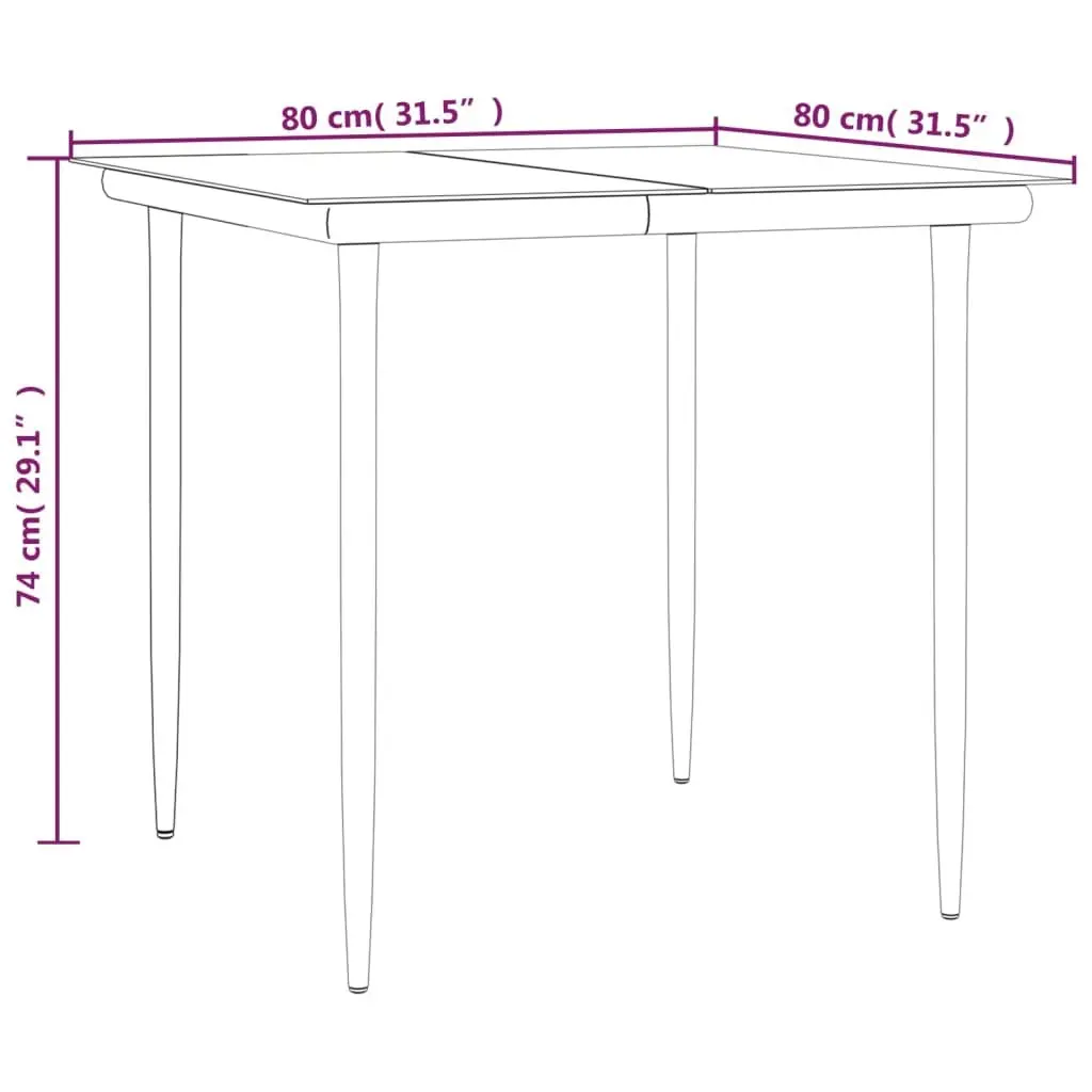 Garden Dining Set PE Rattan Steel 5 Piece Black Outdoor Patio Furniture