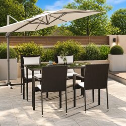 Durable 5 Piece Black Poly Rattan Outdoor Dining Set