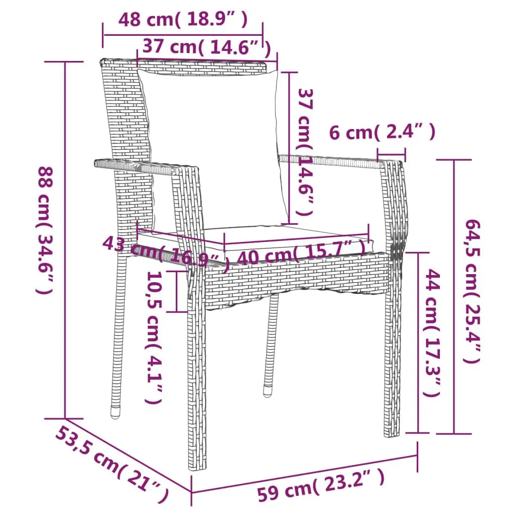 5 Piece Black Poly Rattan Outdoor Dining Set