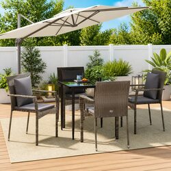 Premium 5 Piece Grey Poly Rattan Garden Dining Set