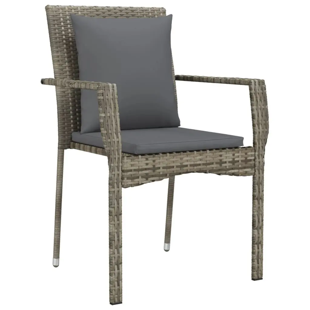 Garden Dining Set Poly Rattan 5 Piece Grey Outdoor Patio Furniture with Cushions