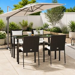 Durable 5 Piece Rattan Garden Dining Set with Cushions