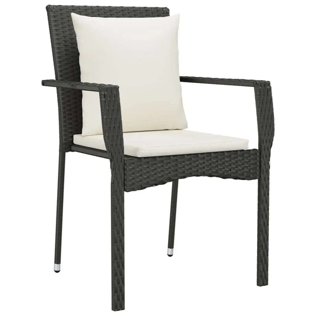 5 Piece Garden Dining Set PE Rattan Steel Frame Tempered Glass Black