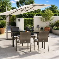 5 Piece Outdoor Patio Dining Set in Grey Poly Rattan