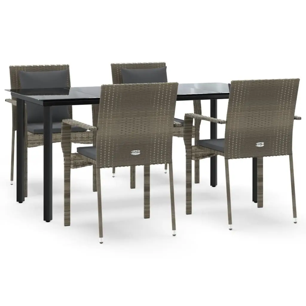 Garden Dining Set Poly Rattan 5 Piece Outdoor Patio Furniture Grey
