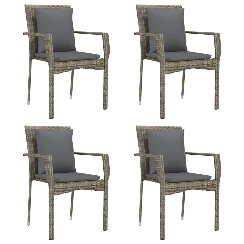 Garden Dining Set Poly Rattan 5 Piece Outdoor Patio Furniture Grey