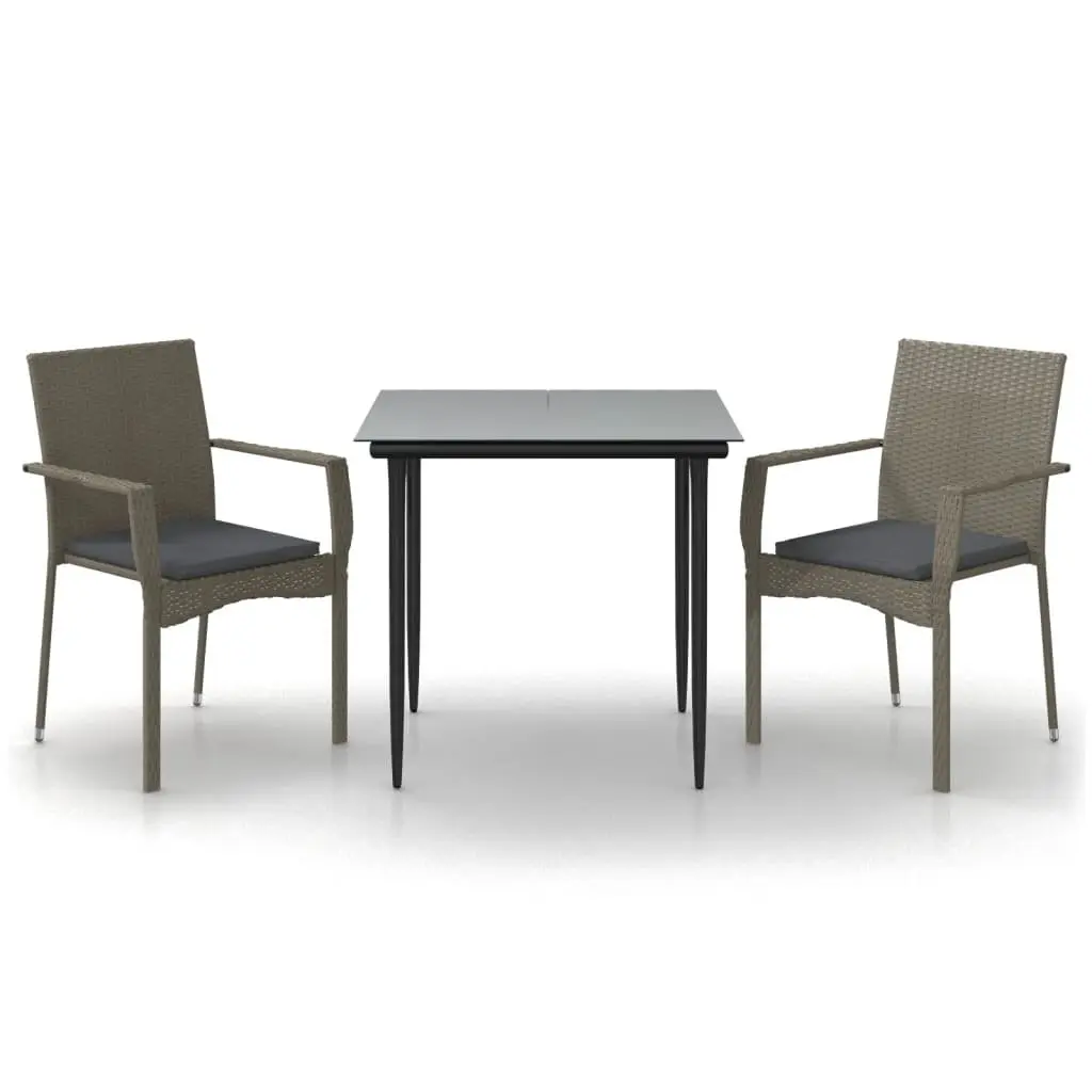 Garden Dining Set with Grey Poly Rattan