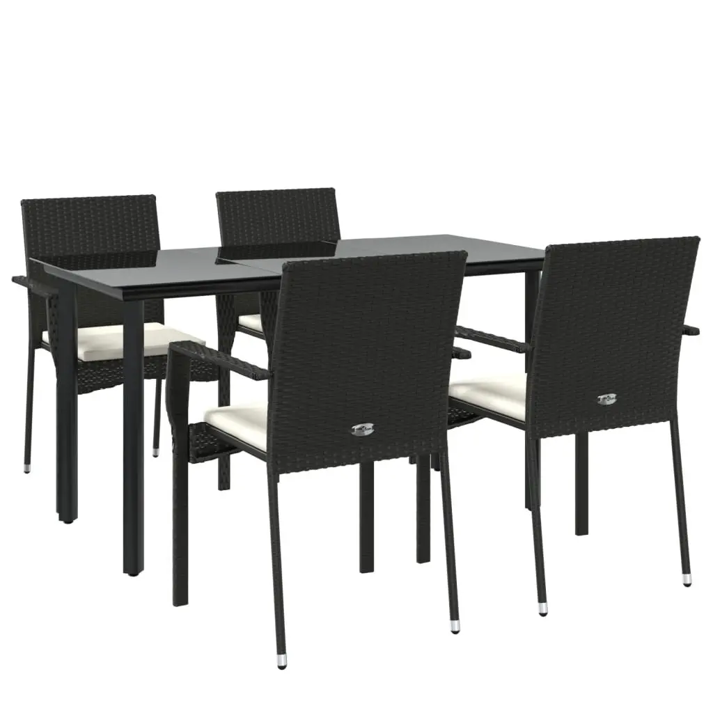 5 Piece Outdoor Dining Set with Poly Rattan Chairs