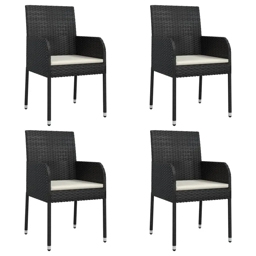 5 Piece Black Poly Rattan Garden Dining Set
