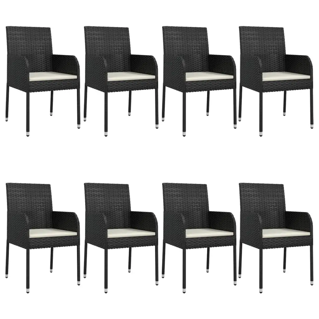 Garden Dining Set PE Rattan 9 Piece Outdoor Patio Furniture Black