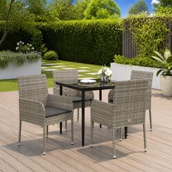 Stylish 5 Piece Garden Dining Set with Cushions in Grey