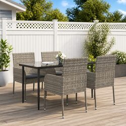 Elegant 5 Piece Grey Garden Dining Set for Outdoors