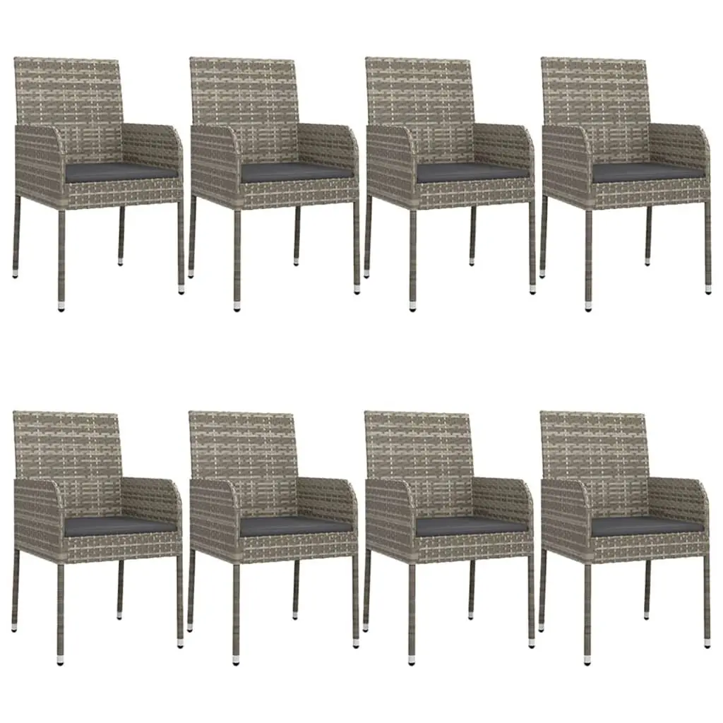 9-Piece Garden Dining Set with Grey Rattan Chairs