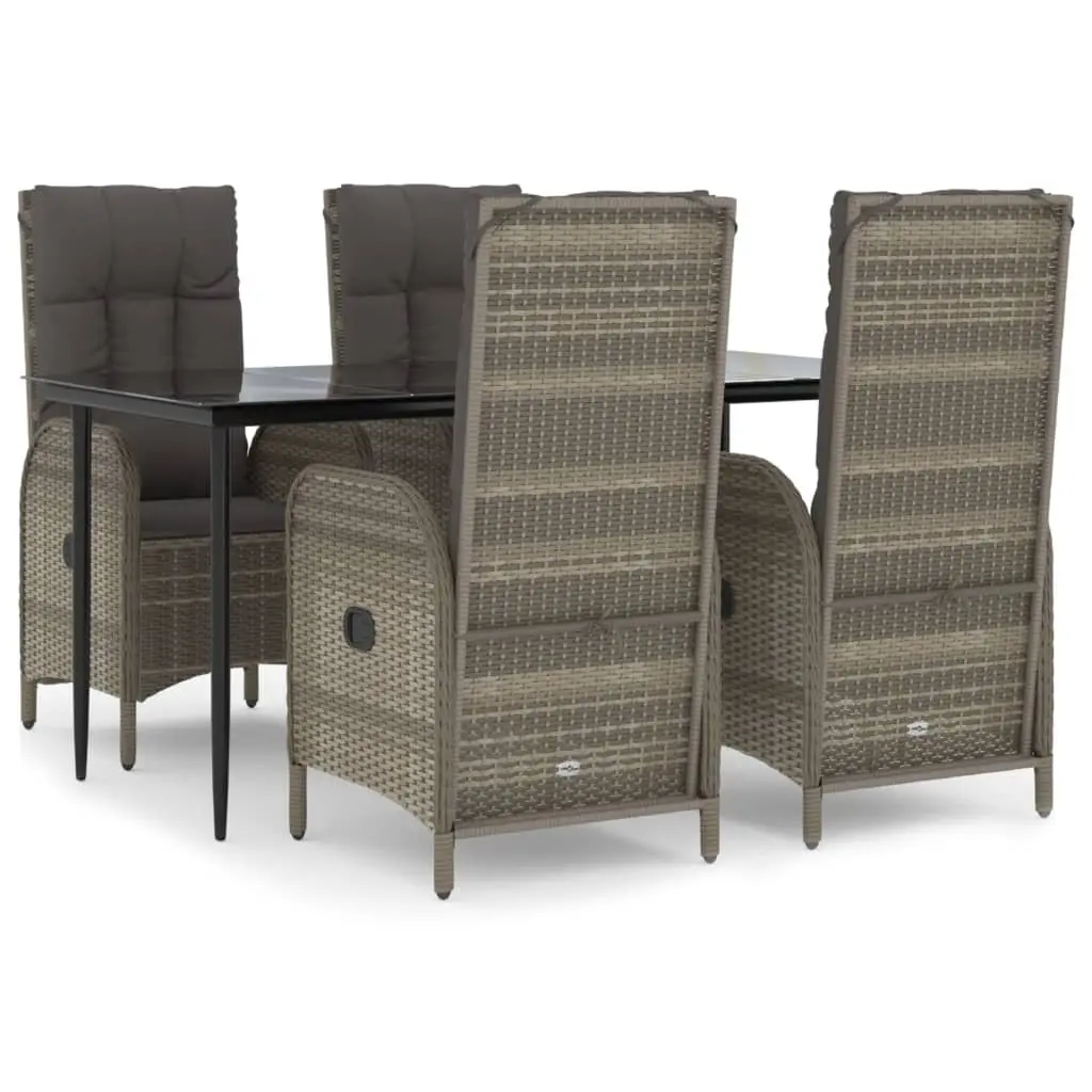 5 Piece Outdoor Dining Set with Grey Rattan