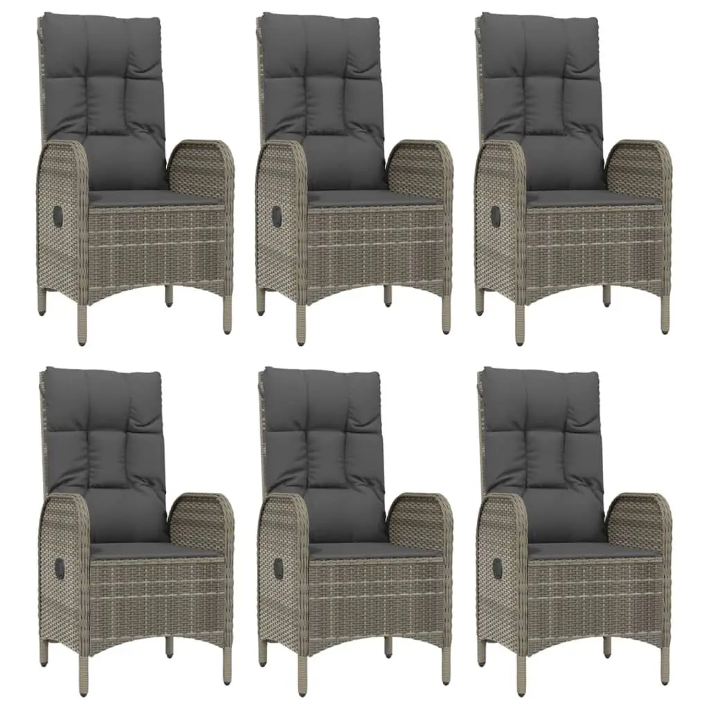 7 Piece Garden Dining Set PE Rattan Powder Coated Steel Grey