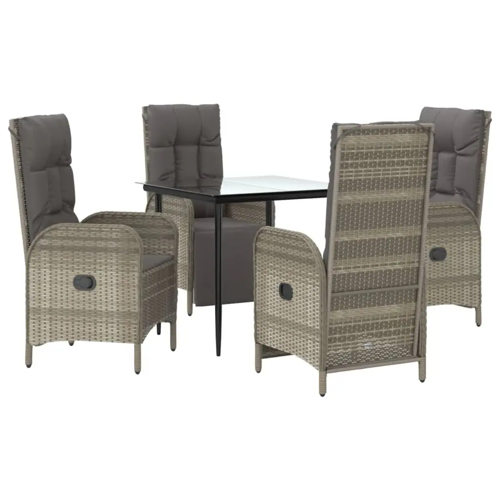 5 Piece Grey Poly Rattan Garden Dining Set