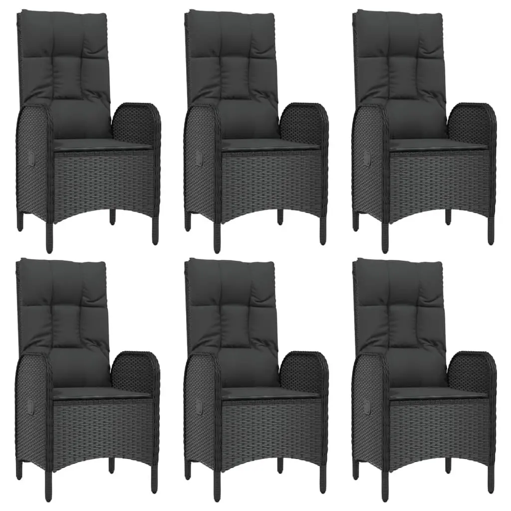 7 Piece Outdoor Dining Set with Black Rattan