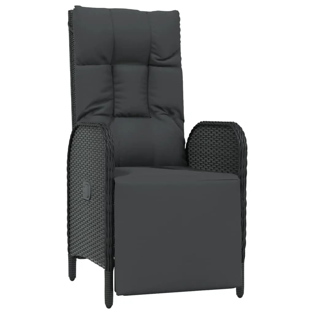 Garden Dining Set PE Rattan 5 Piece Black Outdoor Furniture with Cushions
