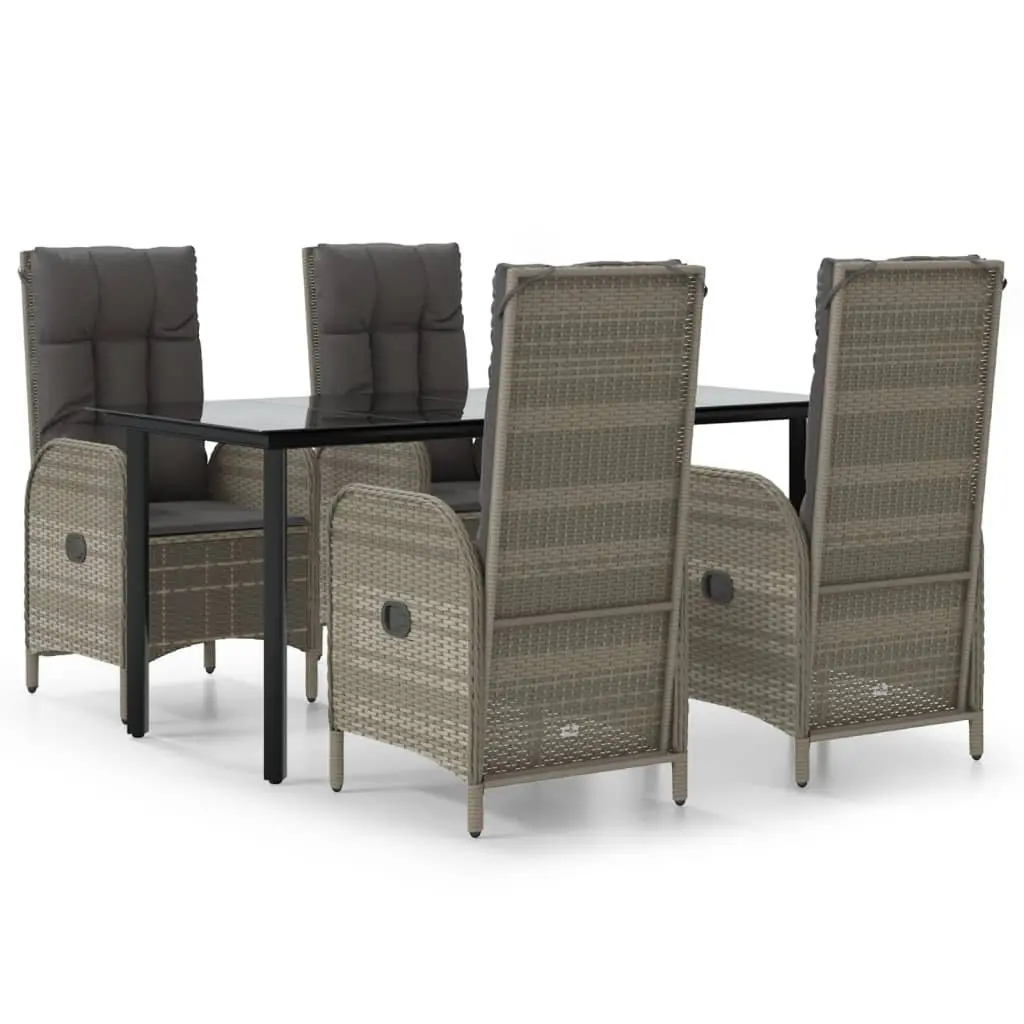Garden Dining Set PE Poly Rattan 5 Piece Outdoor Furniture Grey