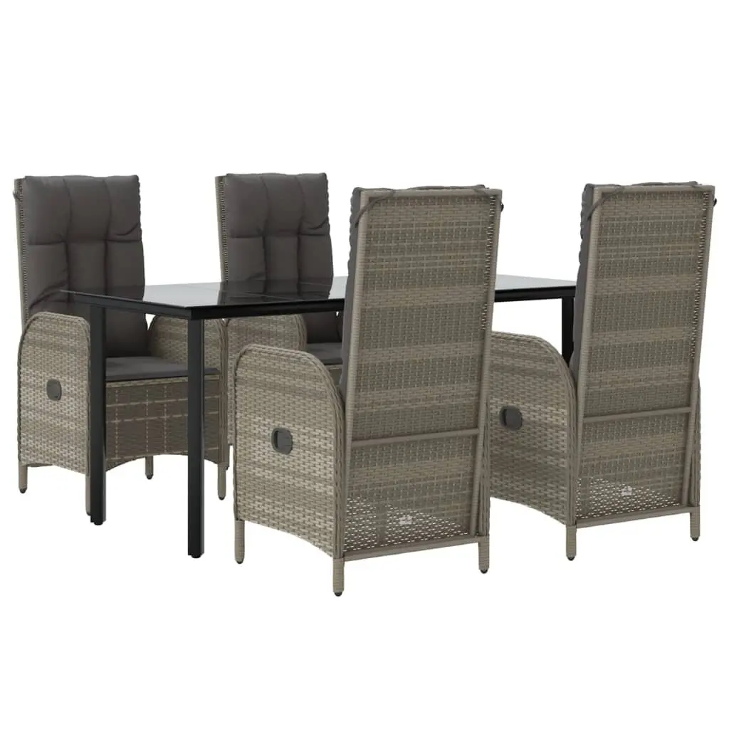 Garden Dining Set PE Poly Rattan 5 Piece Outdoor Furniture Grey