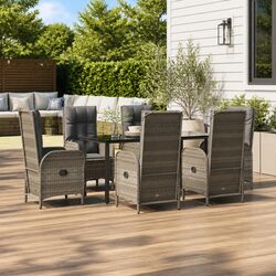 Grey Poly Rattan 7 Piece Garden Dining Set