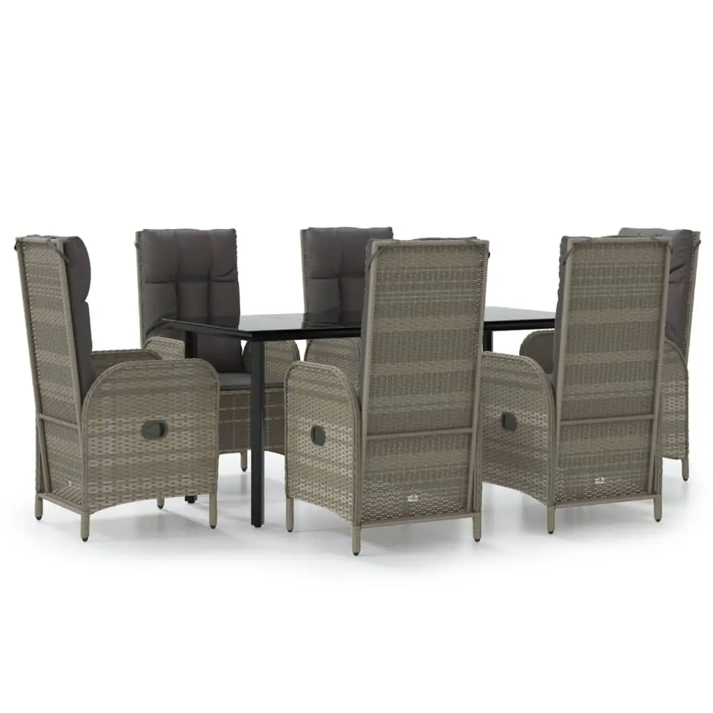 Grey Poly Rattan 7 Piece Garden Dining Set