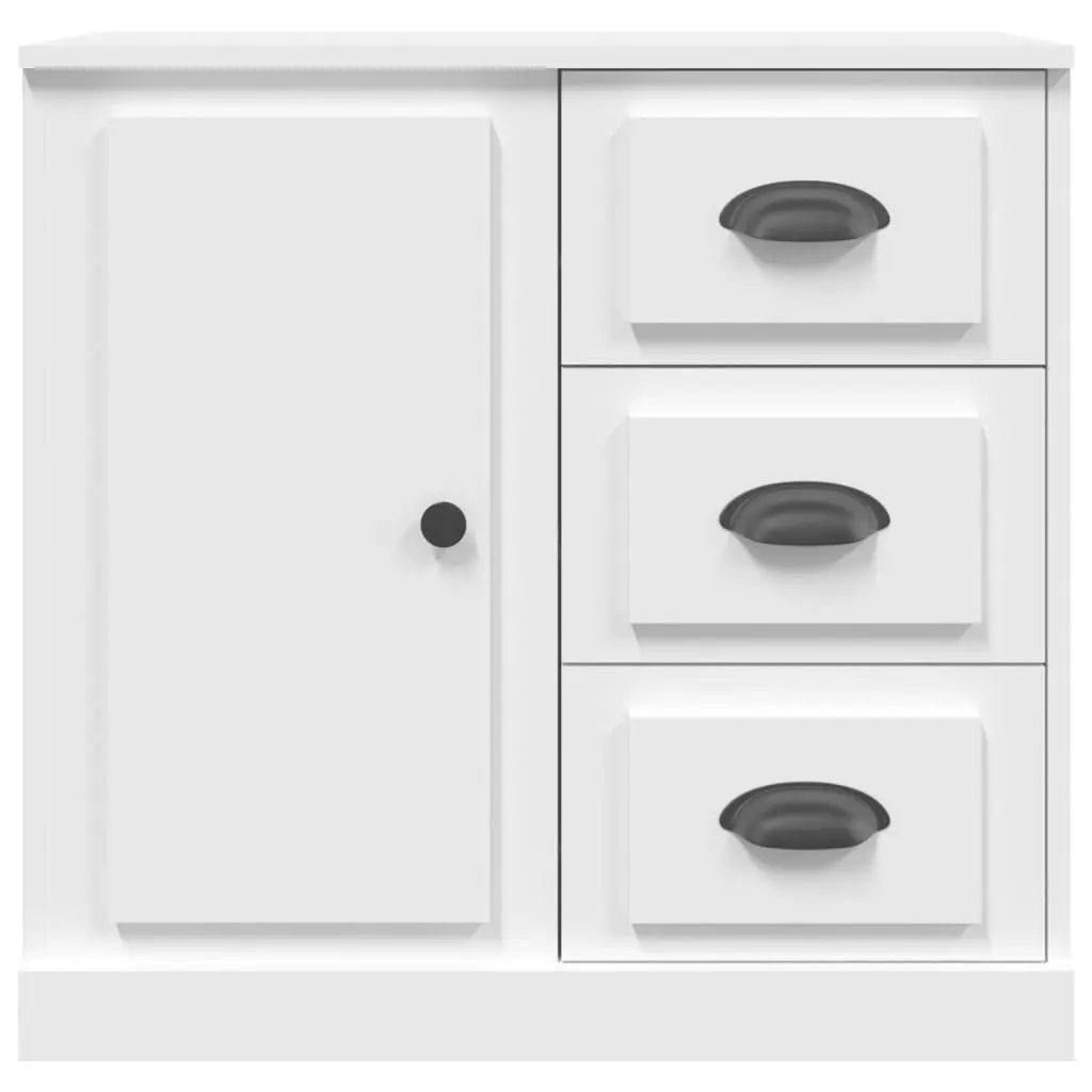 Set of 2 Durable White Engineered Wood Sideboards