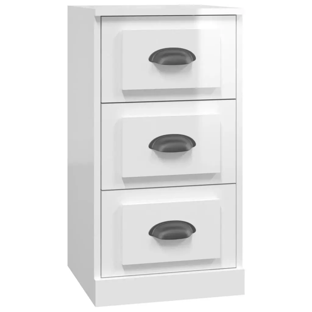 White High Gloss Sideboards Set of 3 Storage Cabinet Engineered Wood Furniture