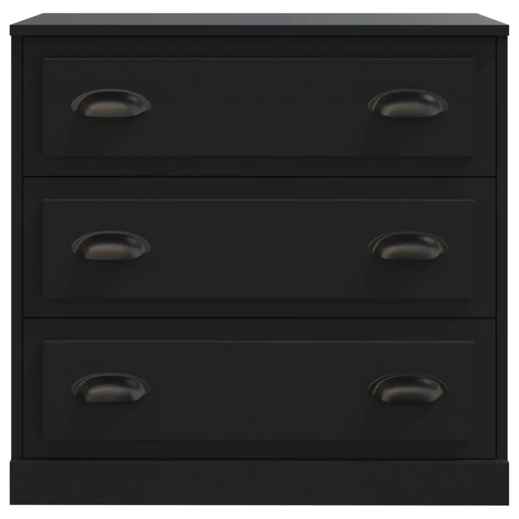 Black Sideboards 2 pcs Storage Cabinet Buffet Engineered Wood Furniture Set