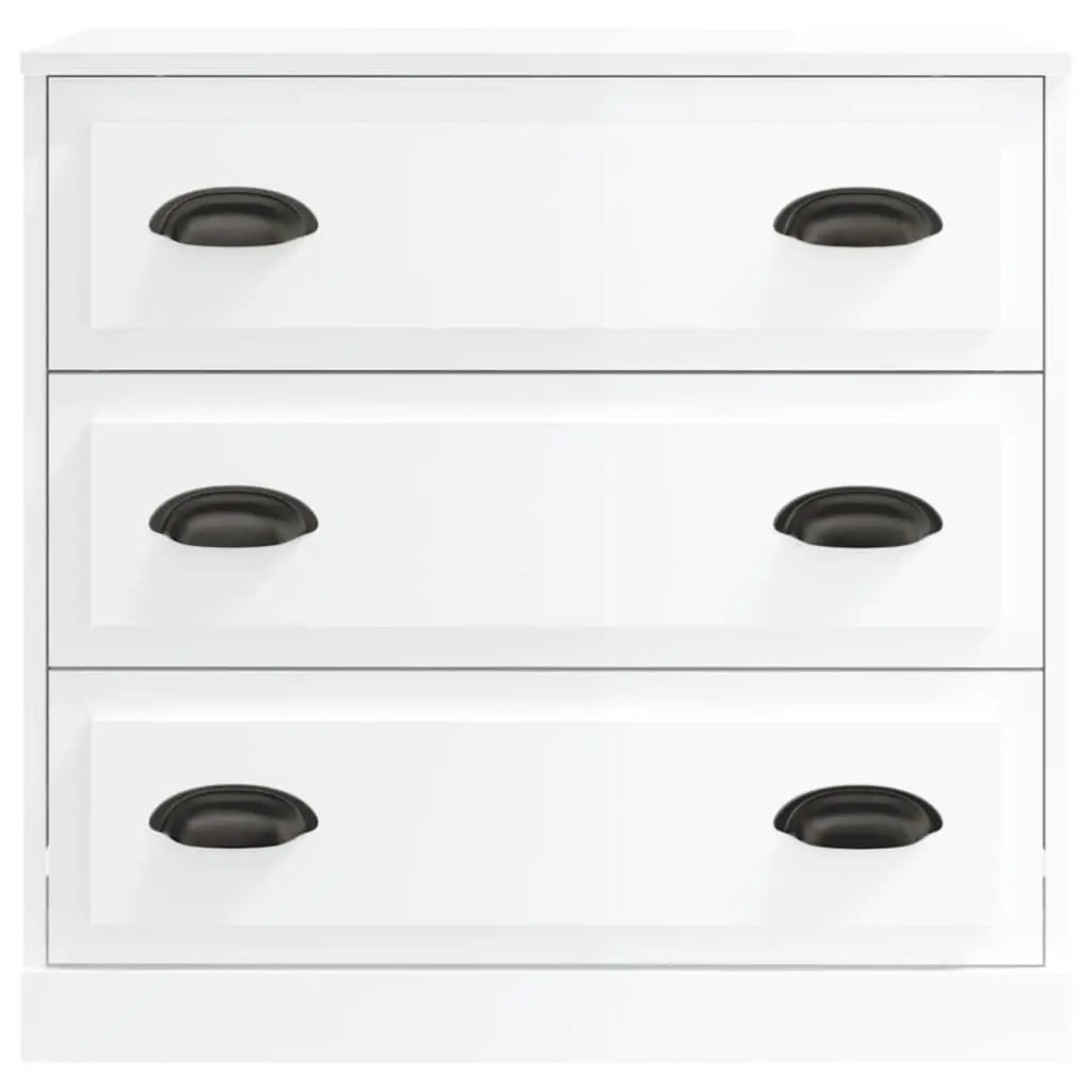 Sideboards Engineered Wood 2 Piece High Gloss White Storage Cabinet Buffet