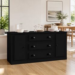 Stylish Black Sideboards Storage Cabinet Set of 3