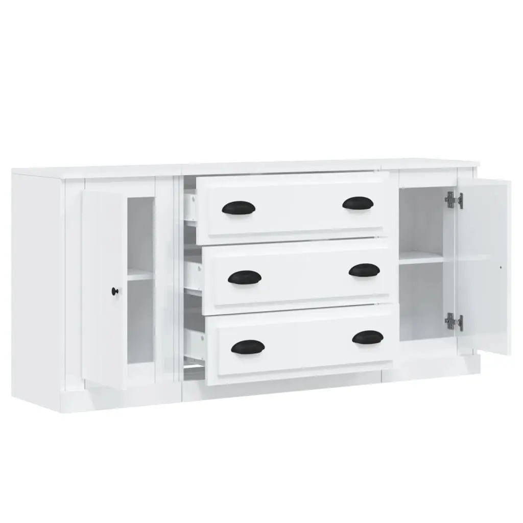 White High Gloss 3-Piece Sideboard Set