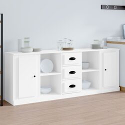 Engineered Wood Storage Cabinet Buffet Set - White Sideboards