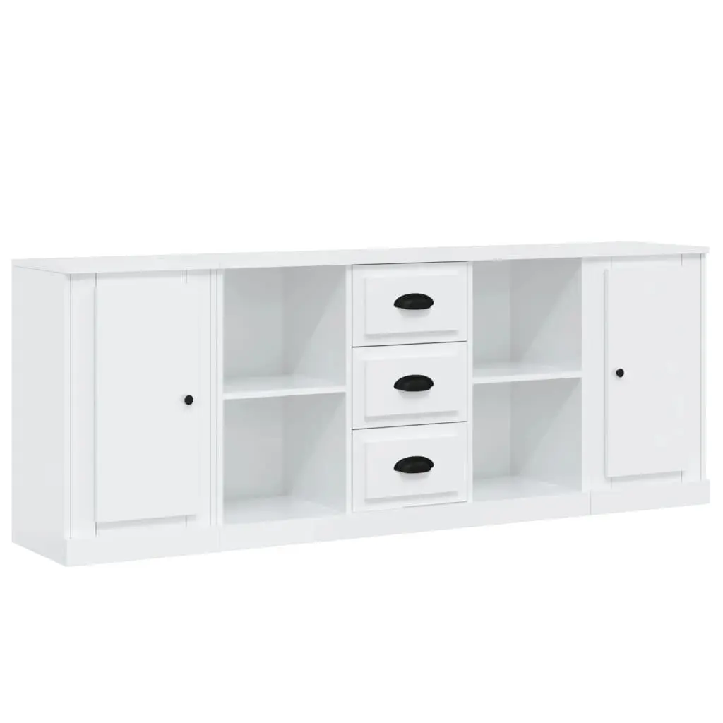 3-Piece High Gloss White Sideboard Set