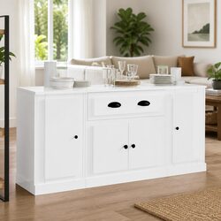 Elegant White High Gloss Sideboards Set of 3