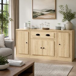 Brown Engineered Wood Sideboards - 3 Piece Storage Set