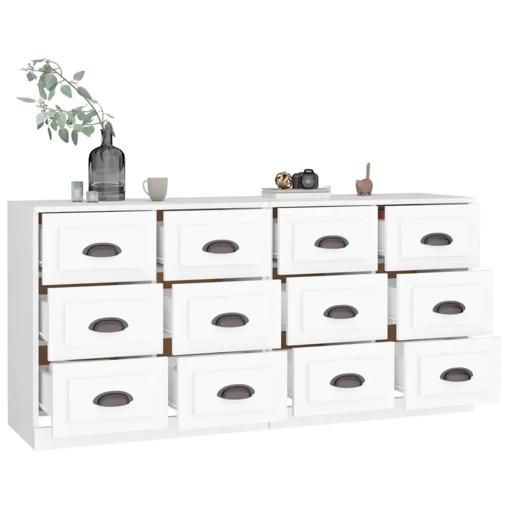White Sideboard Cabinet Set for Storage and Display