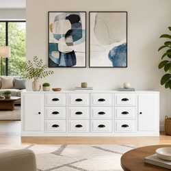 Premium White Engineered Wood Sideboard Cabinet