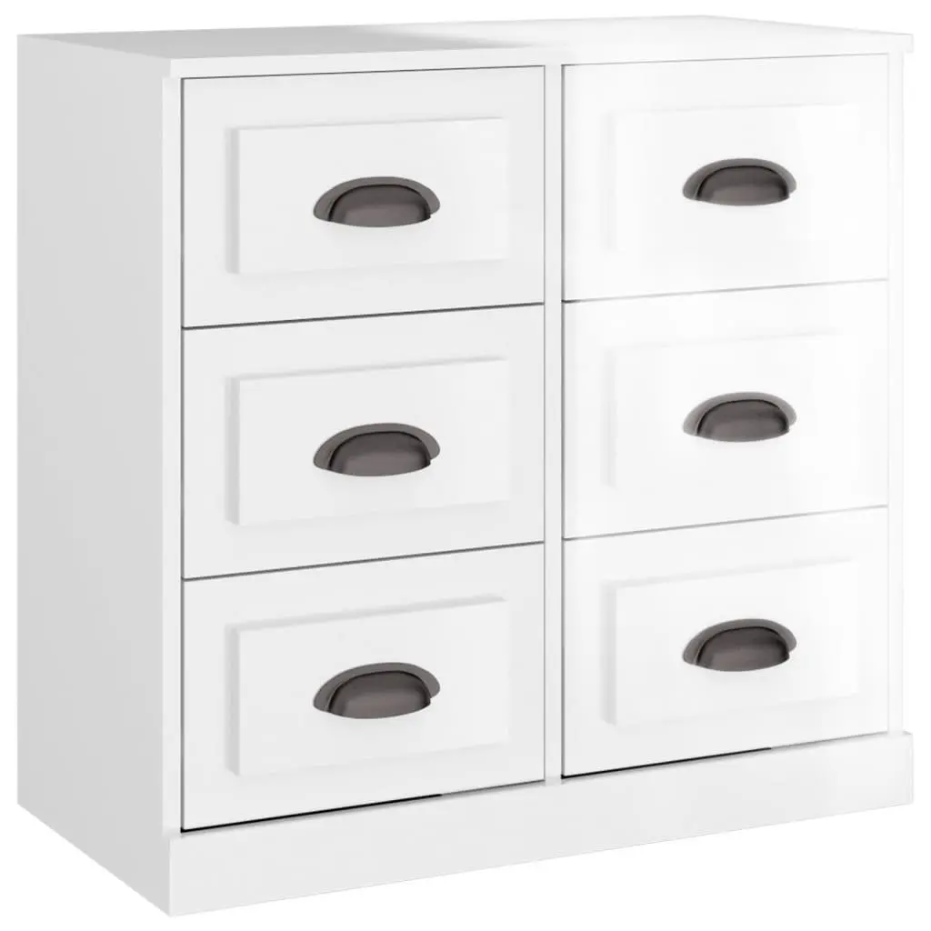 High Gloss White Sideboard Cabinet Set of 3