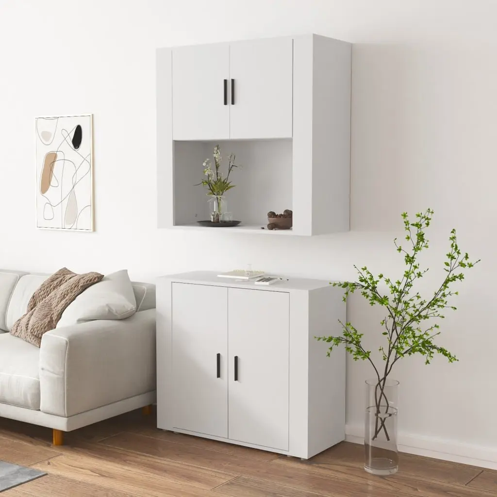 Sideboard Engineered Wood Wall-Mounted Storage Cabinet White